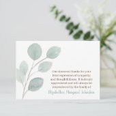 Élégant Merci funéraire Eucalyptus Bereavement (Debout devant)