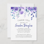 Élégant Merci funéraire floral violet (Devant)