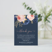 Élégant Merci funéraire rose et marine Florals (Debout devant)