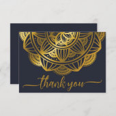 Elégant Merci Mandala Gold de la Marine (Devant / Derrière)