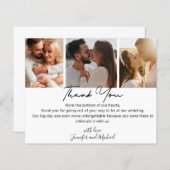 élégant merci mariage 3 photos carte collage (Devant / Derrière)