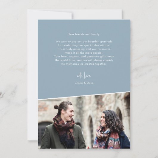 Elégant Merci Mariage bleu Dusty (Dos)