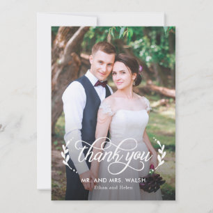 Élégant Merci Mariage Carte photo