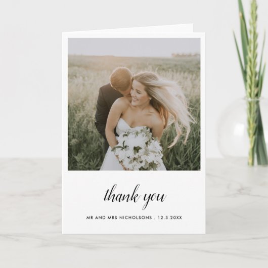 Élégant Merci Mariage moderne en couple | Script (Devant)