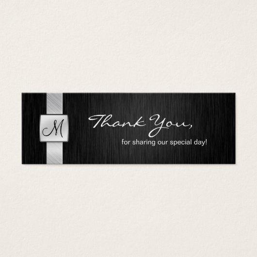 Élégant Merci Mariage noir et argent (Devant)
