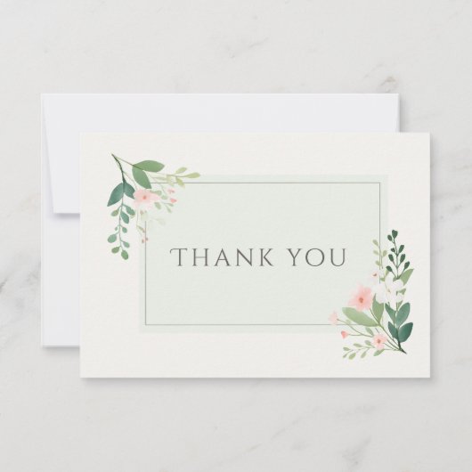 Élégant Merci Mariage rose et vert (Dos)