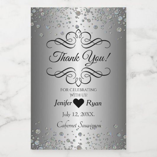 Élégant Merci Mini Étiquette bouteille à vin (Étiquettes simples)