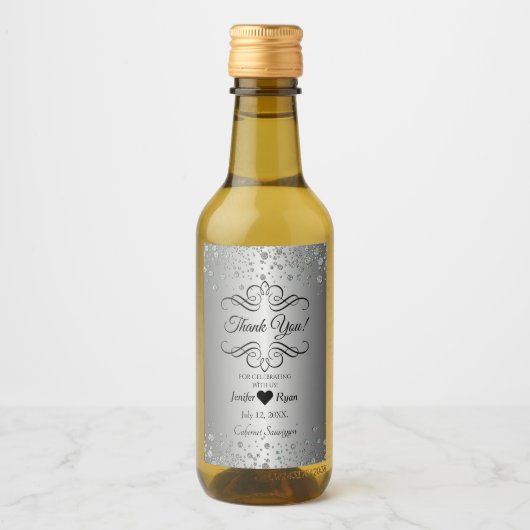 Élégant Merci Mini Étiquette bouteille à vin (Devant)