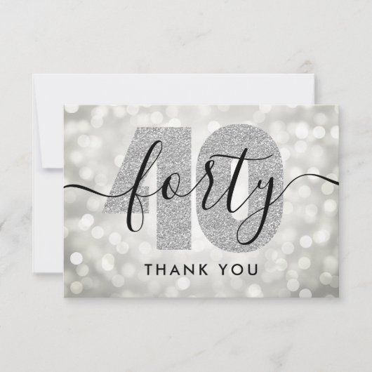 Élégant Merci moderne de 40e anniversaire en argen (Devant)