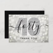Élégant Merci moderne de 40e anniversaire en argen (Devant / Derrière)