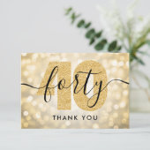 Élégant Merci moderne Gold 40th Birthday (Debout devant)