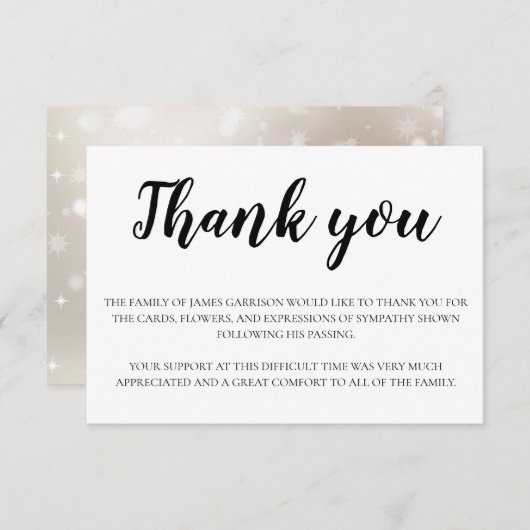 Elégant Merci noir blanc funéraire (Devant / Derrière)