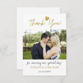 Elégant Merci Or Coeur Mariage Photo (Devant / Derrière)