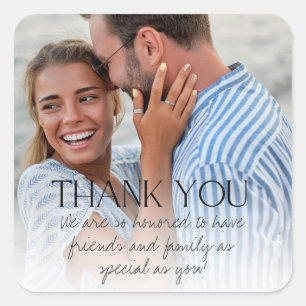 Élégant Merci Photo Mariage Favoriser Stickers