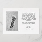 Élégant Merci photo nouveau-né Faire-part de naiss (Verso)