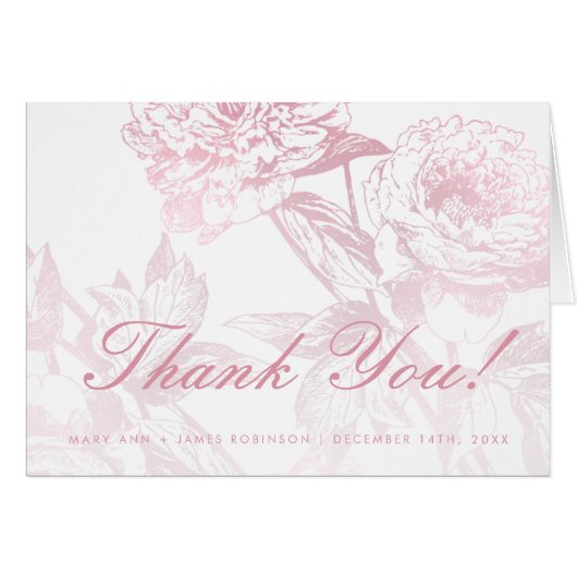 Élégant Merci Rose de Mariage Floral Gold (Devant horizontal)