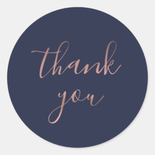 Élégant Merci Rose en or Sticker rond de marine