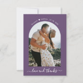 Élégant Merci Script 2 Photo Mauve Arch Mariage (Devant)