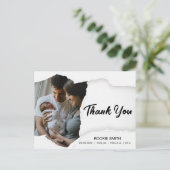 Élégant Merci Script Faire-part de naissance bébé (Debout devant)