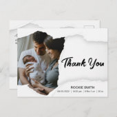 Élégant Merci Script Faire-part de naissance bébé (Devant / Derrière)