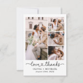 Élégant Merci Script Five Photo Collage Mariage (Devant)