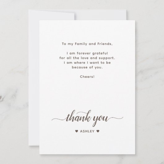 Élégant Merci Script Graduation Photo (Dos)