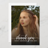 Élégant Merci Script Graduation Photo (Devant / Derrière)