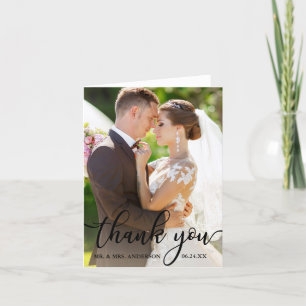 Élégant Merci Script Mariage photo carte B