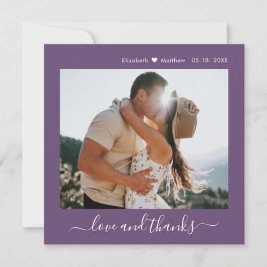 Elégant Merci Script Mauve 2 Mariage photo (Devant)