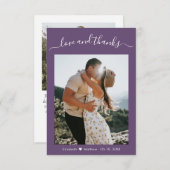 Elégant Merci Script Mauve 2 Mariage photo (Devant / Derrière)