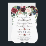 Elégant Merlot Navy Blue Floral Wedding Invitation<br><div class="desc">Elégant design de carte avec merlot d'aquarelle et bouquets de fleurs bleu marine, séparateur floral, belle écriture manuscrite et polices spéciales. Il pourrait être un grand choix pour n'importe quel mariage de saison, en particulier, pour les mariages de automne et l'hiver. Utilisez l'outil Personnaliser pour ajouter vos informations, apporter des...</div>