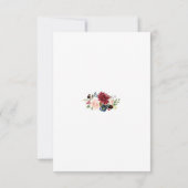 Elégant Merlot Navy Blue Floral Wedding RSVP (Dos)