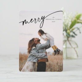 Elegant Merry Black Typographic Script Feestdagenkaart