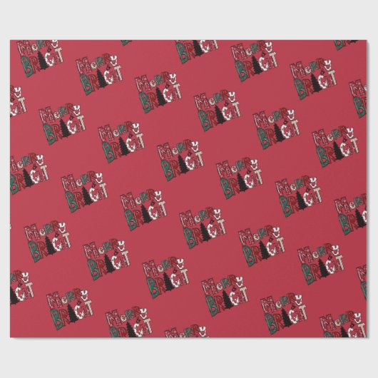 Elegant Merry & Bright Holiday Cadeaupapier (Vlak)