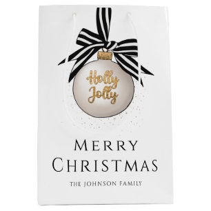 Elegant Merry Christmas Bauble Medium Cadeauzakje