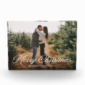 Elegant Merry Christmas Calligraphy Script Fotoblokken (Voorkant)