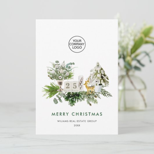 Elegant Merry Christmas Compositie Corporate Feestdagenkaart (Staand voorkant)