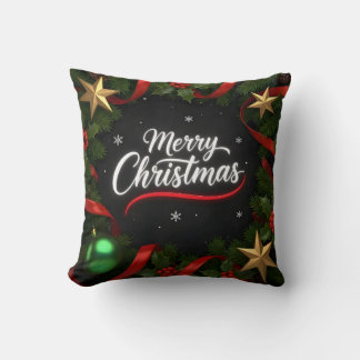 Elegant Merry Christmas Festive Throw Pillow Kussen
