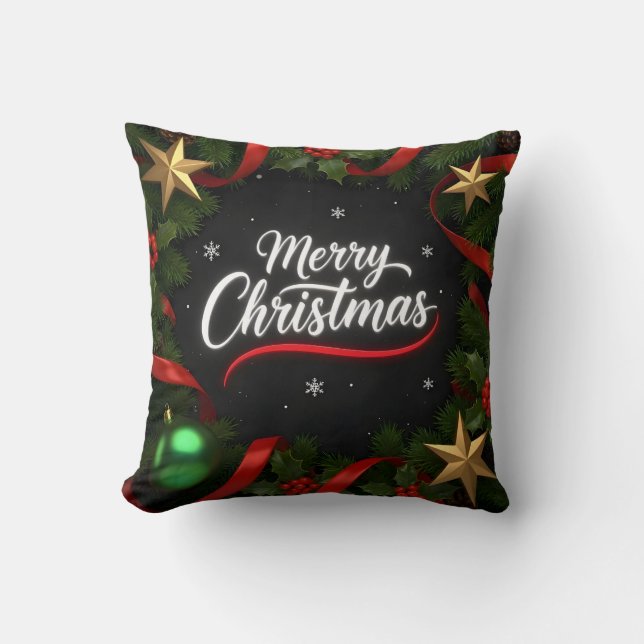Elegant Merry Christmas Festive Throw Pillow Kussen (Voorkant)