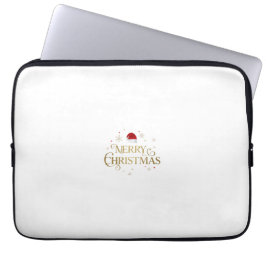 Elegant Merry Christmas Gold & Red Design Laptop Sleeve