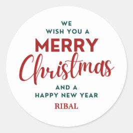 Elegant Merry Christmas & Happy New Year  Ronde Sticker
