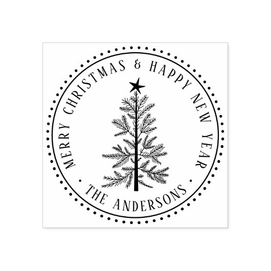 Elegant Merry Christmas & Happy New Year Rubberstempel (Afrduk)