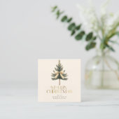 Elegant Merry Christmas Pine Tree Bow Family Informatiekaartje (Staand voorkant)