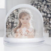 Elegant Merry Christmas Script Photo Snow Globe