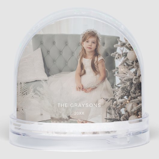 Elegant Merry Christmas Script Photo Snow Globe (Arrière)