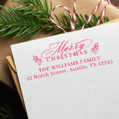 Elegant Merry Christmas Script Retouradres Rubberstempel