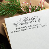 Elegant Merry Christmas Script Retouradres Rubberstempel