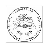 Elegant Merry Christmas Script Retouradres Zelfinktende Stempel (Design)