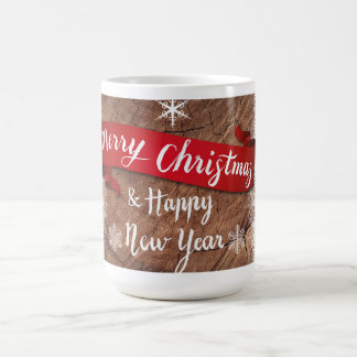 Elegant Merry Christmas Script White Snowflakes Koffiemok