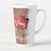 Elegant Merry Christmas Script White Snowflakes Latte Mok (Rechts)